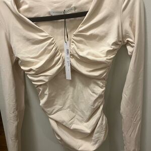 Susana Monaco Ivory Ruched Blouse